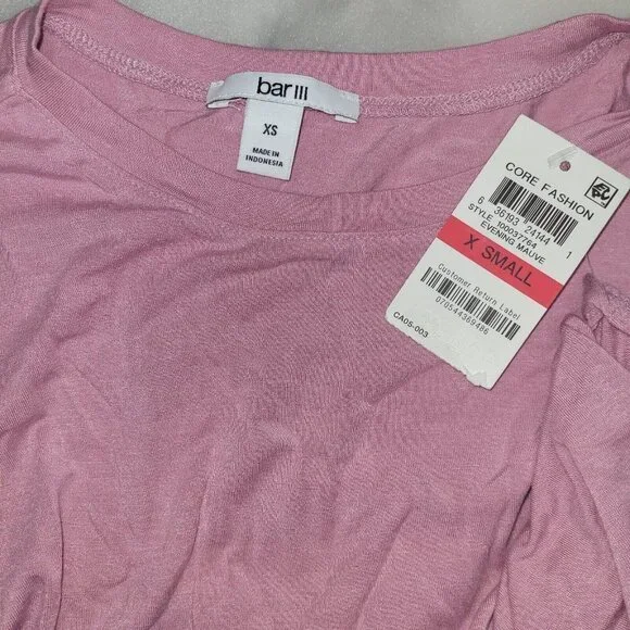 NWT Bar III Crew-Neck Cropped Top Short Sleeve Pink Size XS - Picture 4 of 8